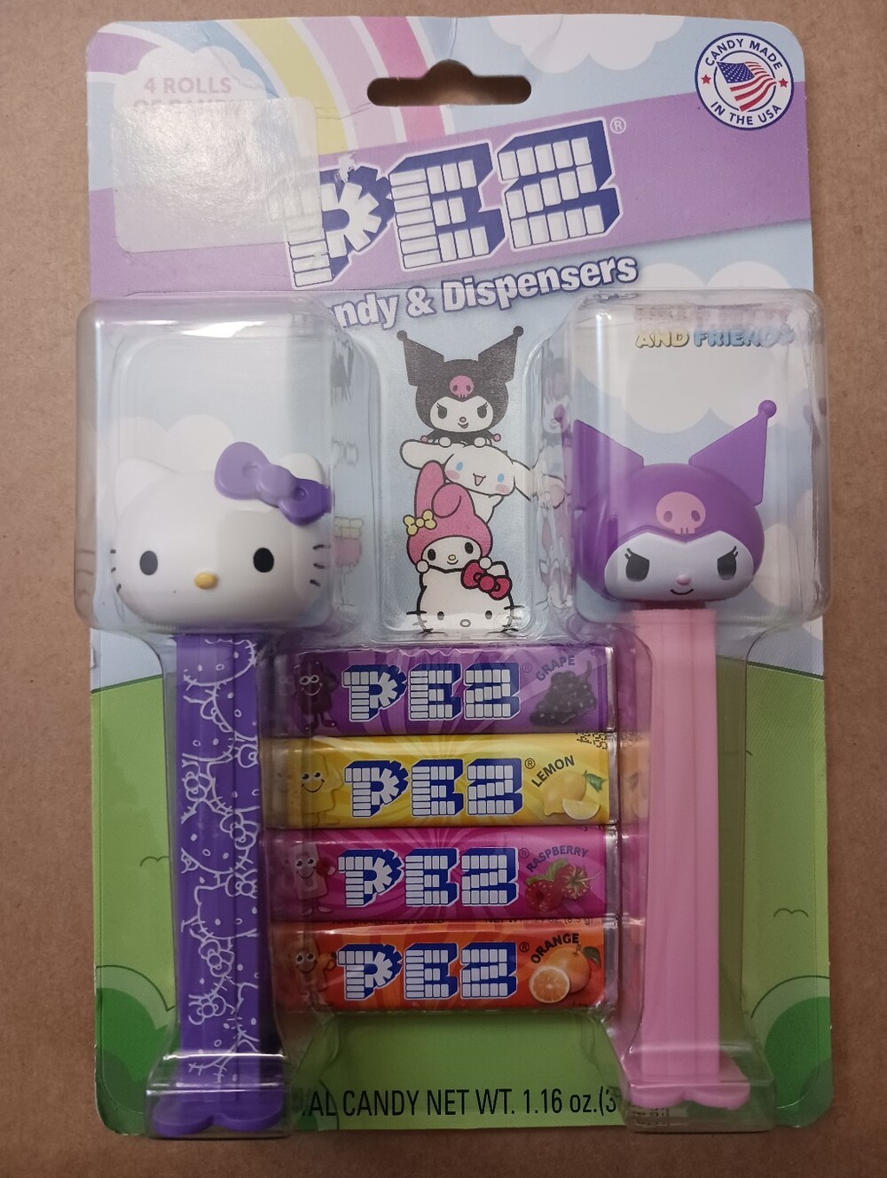 HELLO KITTY And Kuromi PEZ Dispensers 2 pack , 4 Rolls Pez New